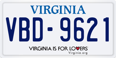 VA license plate VBD9621