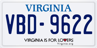 VA license plate VBD9622