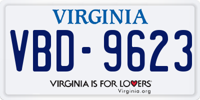 VA license plate VBD9623