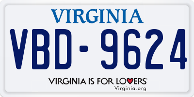 VA license plate VBD9624