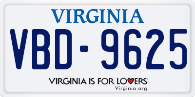 VA license plate VBD9625
