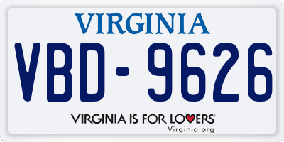 VA license plate VBD9626