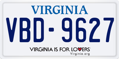 VA license plate VBD9627