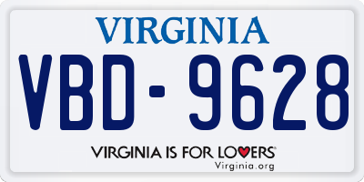 VA license plate VBD9628