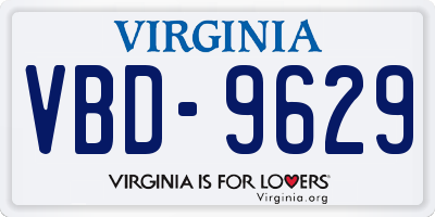 VA license plate VBD9629