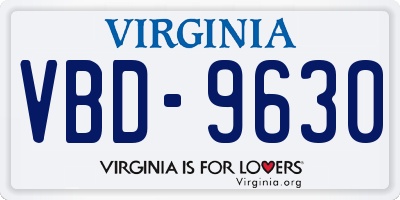 VA license plate VBD9630