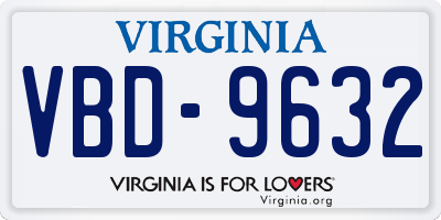 VA license plate VBD9632