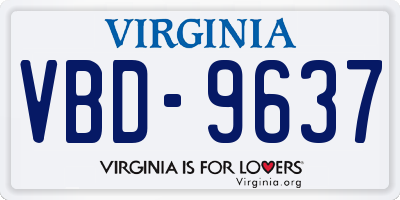 VA license plate VBD9637