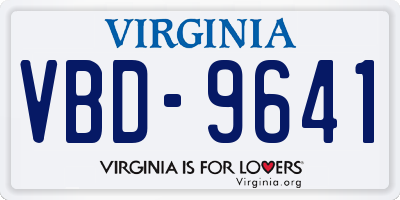 VA license plate VBD9641