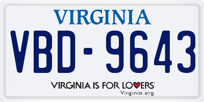 VA license plate VBD9643