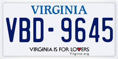 VA license plate VBD9645