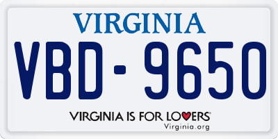 VA license plate VBD9650