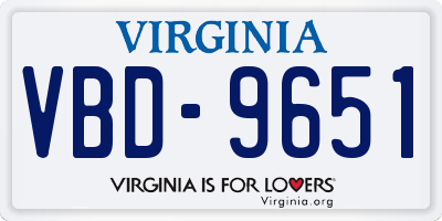 VA license plate VBD9651