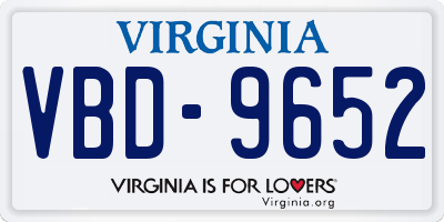 VA license plate VBD9652