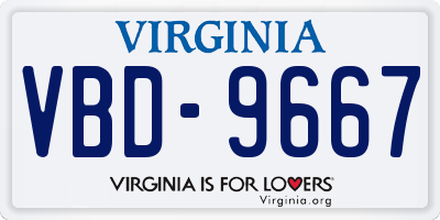 VA license plate VBD9667