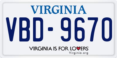 VA license plate VBD9670