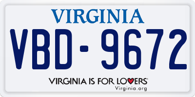 VA license plate VBD9672