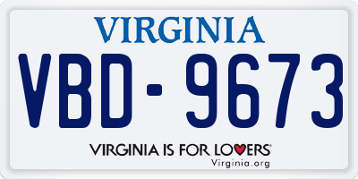 VA license plate VBD9673