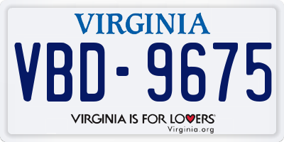 VA license plate VBD9675