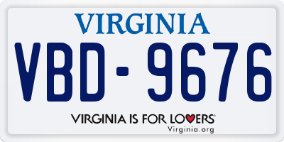 VA license plate VBD9676