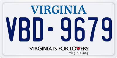 VA license plate VBD9679