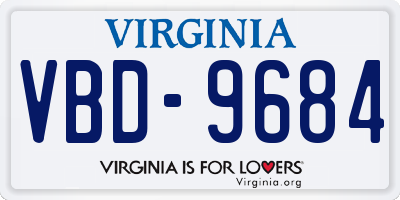 VA license plate VBD9684