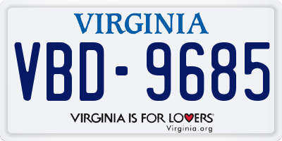 VA license plate VBD9685
