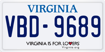 VA license plate VBD9689