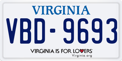 VA license plate VBD9693