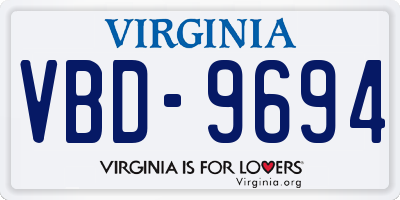 VA license plate VBD9694