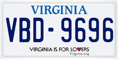 VA license plate VBD9696