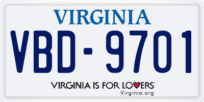 VA license plate VBD9701