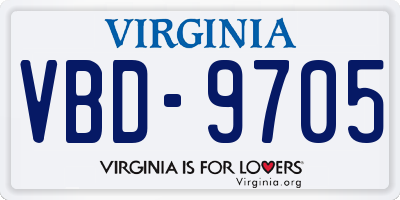 VA license plate VBD9705