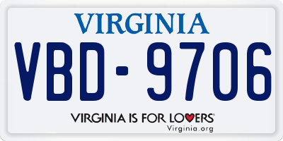 VA license plate VBD9706