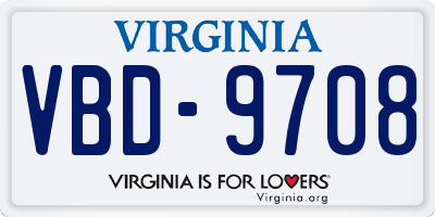 VA license plate VBD9708