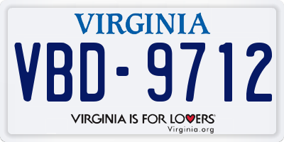 VA license plate VBD9712