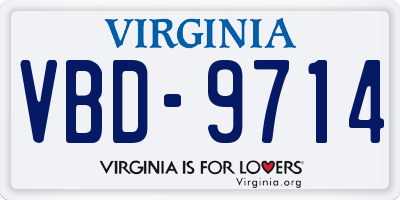 VA license plate VBD9714