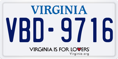 VA license plate VBD9716