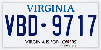 VA license plate VBD9717