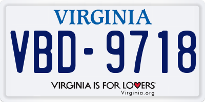 VA license plate VBD9718