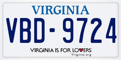 VA license plate VBD9724