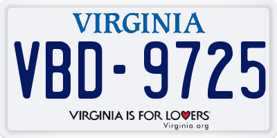 VA license plate VBD9725