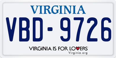 VA license plate VBD9726