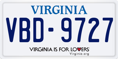 VA license plate VBD9727