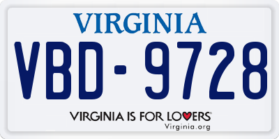 VA license plate VBD9728