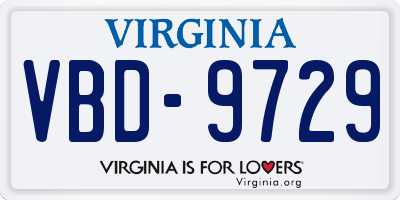 VA license plate VBD9729