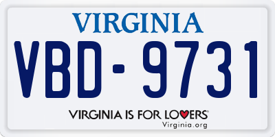 VA license plate VBD9731