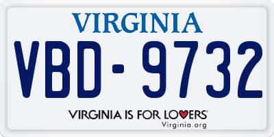 VA license plate VBD9732