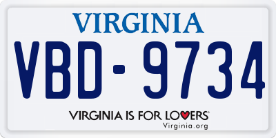 VA license plate VBD9734