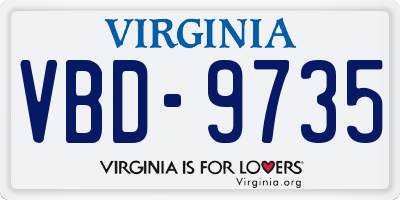 VA license plate VBD9735